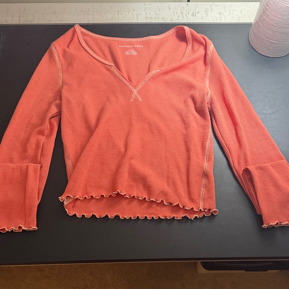 American Eagle Outfitters Coral Long Sleeve Top Orange/Peach Color